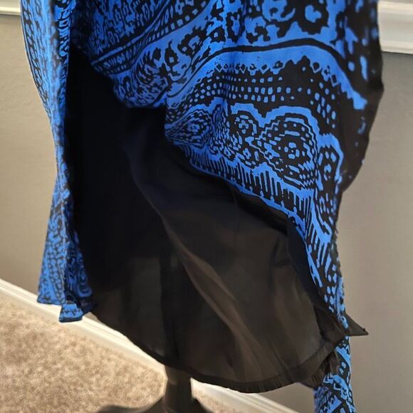 Nanette Lepore Silk Sleeveless V Neck Front Zip Geometric Print Dress Sz 4 - Picture 8 of 12